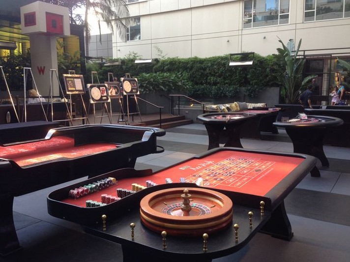 Outdoor casino tables with games